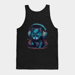 Kittens Playing With TNT, Wearing Headphones Tank Top